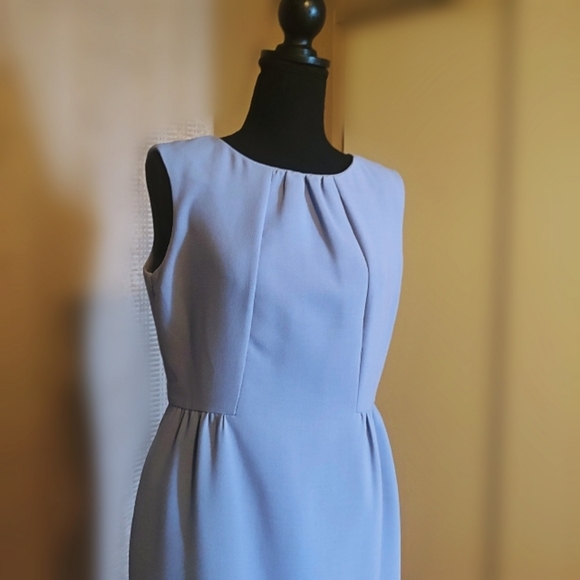TALBOTS PETITES PLEATED ADORABLE MUTED SKY BLUE DRESS SIZE 8P - Picture 5 of 13